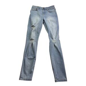Guess Womens Distressed Slim Fit Light Blue Denim Jeans Size 25